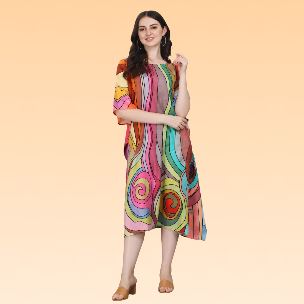 Lana Pink & Blue Rayon Kaftan