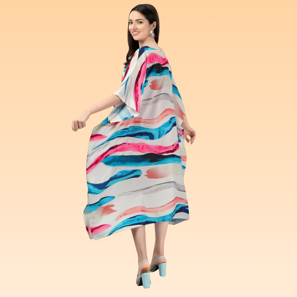 Emmy Pink & Blue Rayon Kaftan