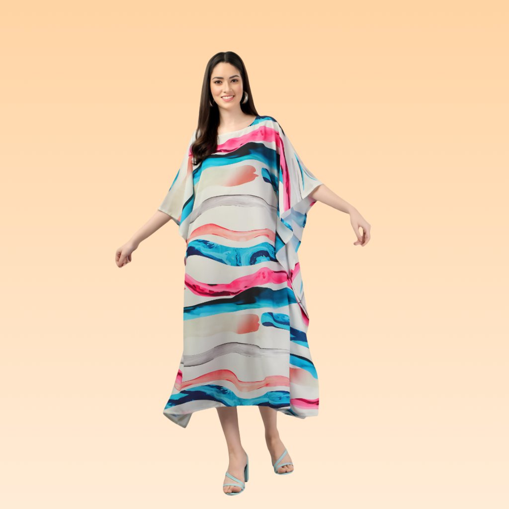 Emmy Pink & Blue Rayon Kaftan