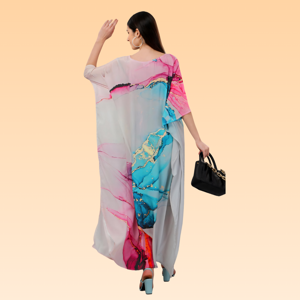 Janvi Pink & Light Blue Silk Kaftan