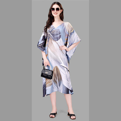 Jennifer Light Blue & White Rayon Kaftan