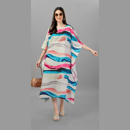 Emmy Pink & Blue Rayon Kaftan