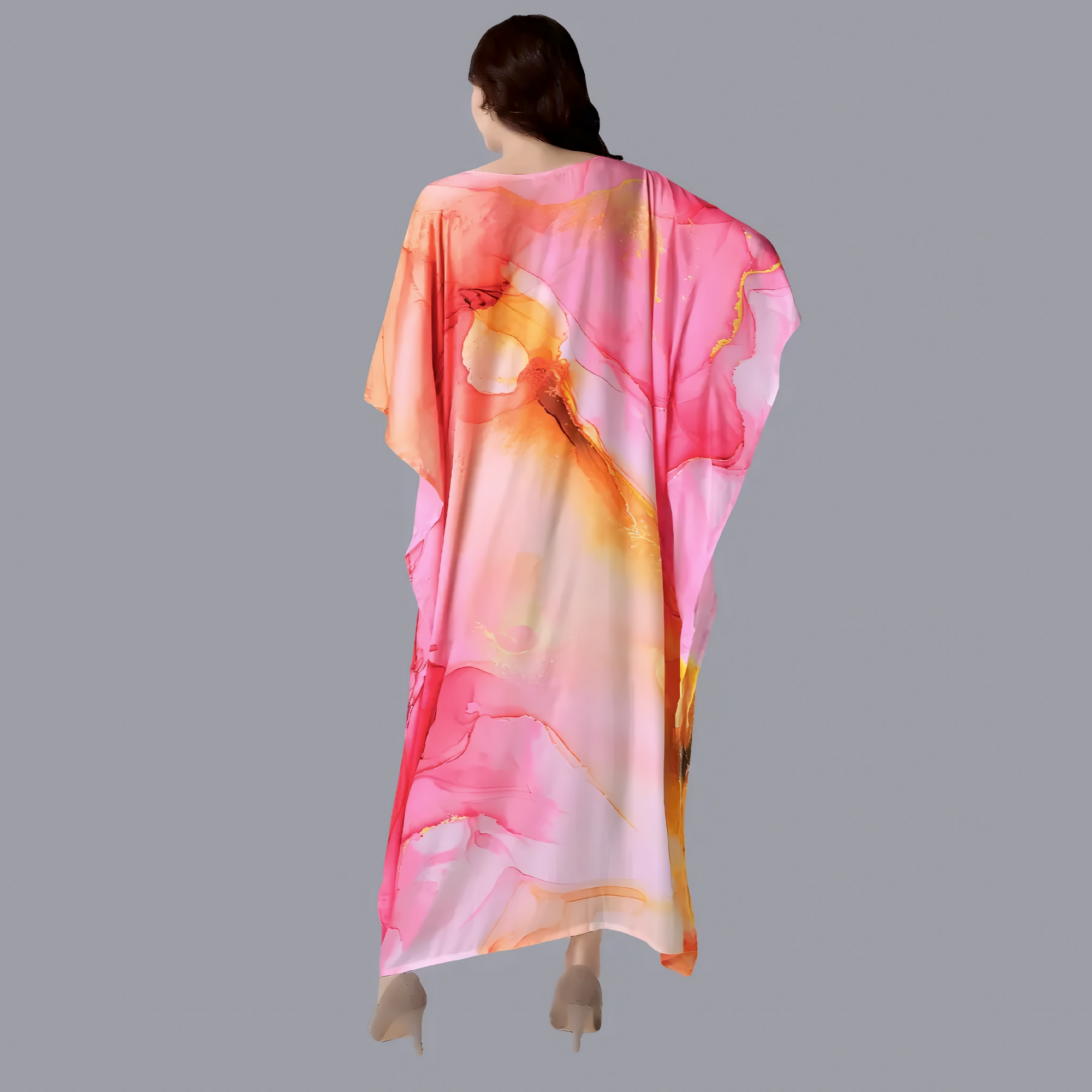 Shruti Pink & Orange Silk Kaftan